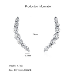 925 Sterling Silver Smile Curved Zircon Stud Earring 40200727 925 Sterling Silver Smile Curved Zircon Stud Earring 40200727