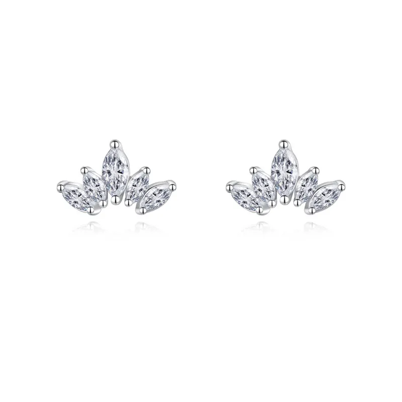 925 Sterling Silver Crown Zircon Stud Earring 40200728
