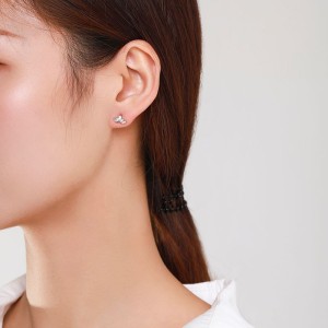 925 Sterling Silver Crown Zircon Stud Earring 40200728