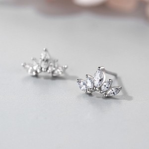925 Sterling Silver Crown Zircon Stud Earring 40200728