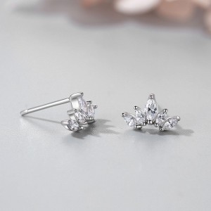 925 Sterling Silver Crown Zircon Stud Earring 40200728