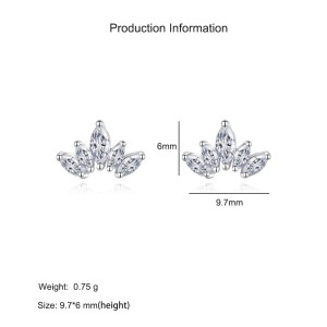 925 Sterling Silver Crown Zircon Stud Earring 40200728