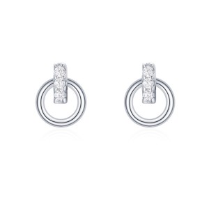 925 Sterling Silver Micro-Pave Zircon Circle Stud Earring 40200729