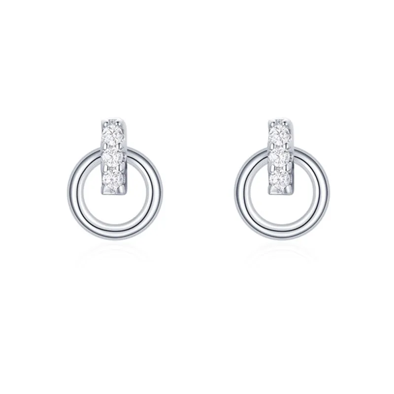 925 Sterling Silver Micro-Pave Zircon Circle Stud Earring 40200729