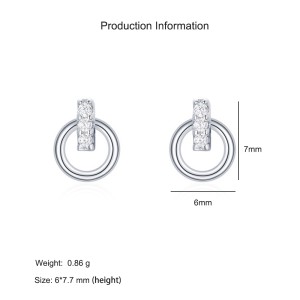 925 Sterling Silver Micro-Pave Zircon Circle Stud Earring 40200729