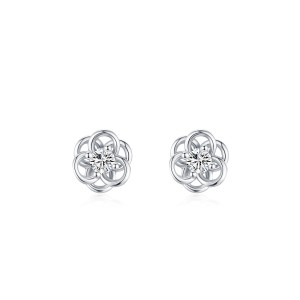 925 Sterling Silver Hollow Flower Zircon Stud Earring 40200731 925 Sterling Silver Hollow Flower Zircon Stud Earring 40200731