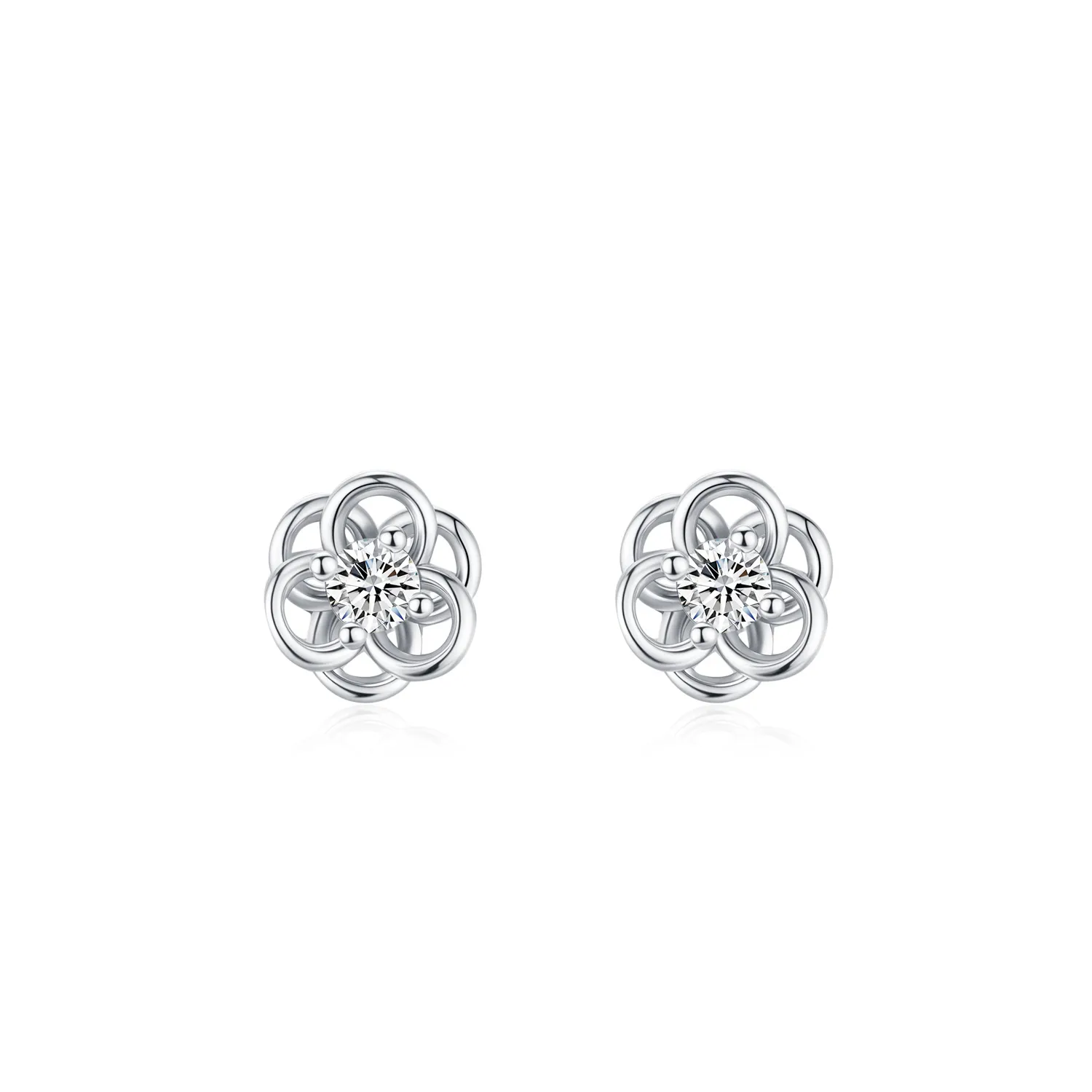 925 Sterling Silver Hollow Flower Zircon Stud Earring 40200731 925 Sterling Silver Hollow Flower Zircon Stud Earring 40200731