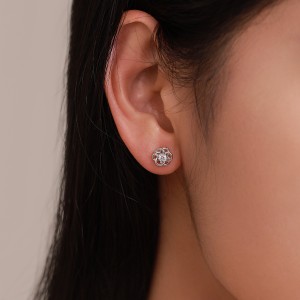 925 Sterling Silver Hollow Flower Zircon Stud Earring 40200731 925 Sterling Silver Hollow Flower Zircon Stud Earring 40200731