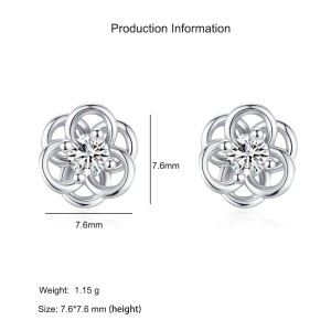 925 Sterling Silver Hollow Flower Zircon Stud Earring 40200731 925 Sterling Silver Hollow Flower Zircon Stud Earring 40200731