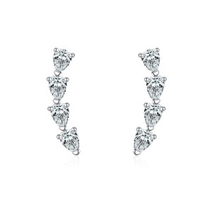 925 Sterling Silver Water Drop Teardrop Zircon Stud Earrings 40200734