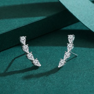 925 Sterling Silver Water Drop Teardrop Zircon Stud Earrings 40200734
