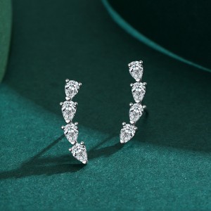925 Sterling Silver Water Drop Teardrop Zircon Stud Earrings 40200734