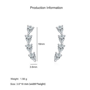 925 Sterling Silver Water Drop Teardrop Zircon Stud Earrings 40200734