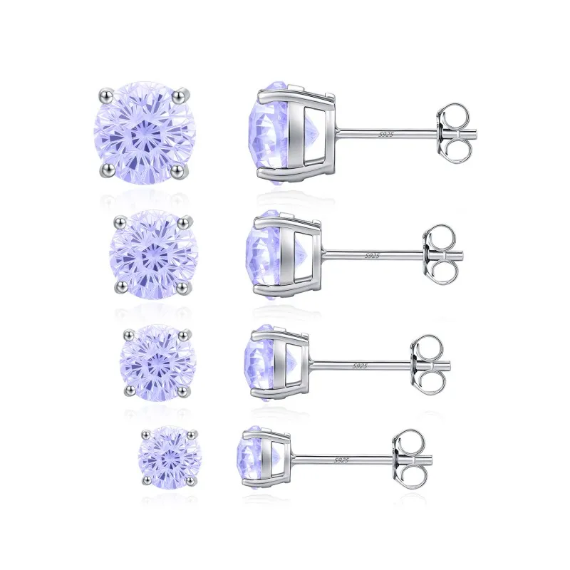 925 Sterling Silver Lavender Fireworks Cut Stud Earrings 40200746