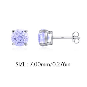 925 Sterling Silver Lavender Fireworks Cut Stud Earrings 40200746