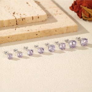 925 Sterling Silver Lavender Fireworks Cut Stud Earrings 40200746