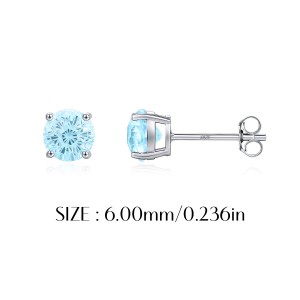 925 Sterling Silver Aquamarine Blue Fireworks Cut Stud Earrings 40200747 925 Sterling Silver Aquamarine Blue Fireworks Cut Stud Earrings 40200747