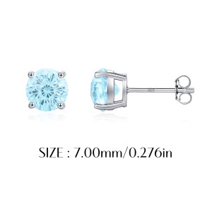 925 Sterling Silver Aquamarine Blue Fireworks Cut Stud Earrings 40200747 925 Sterling Silver Aquamarine Blue Fireworks Cut Stud Earrings 40200747