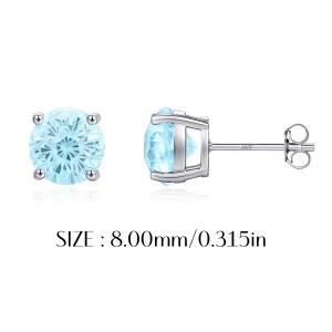 925 Sterling Silver Aquamarine Blue Fireworks Cut Stud Earrings 40200747 925 Sterling Silver Aquamarine Blue Fireworks Cut Stud Earrings 40200747