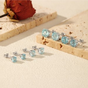 925 Sterling Silver Aquamarine Blue Fireworks Cut Stud Earrings 40200747 925 Sterling Silver Aquamarine Blue Fireworks Cut Stud Earrings 40200747
