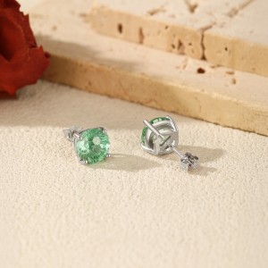 925 Sterling Silver Paraiba Color Fireworks Cut Stud Earrings 40200748 925 Sterling Silver Paraiba Color Fireworks Cut Stud Earrings 40200748