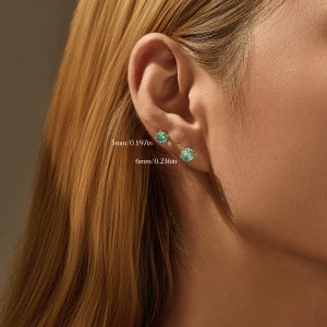 925 Sterling Silver Paraiba Color Fireworks Cut Stud Earrings 40200748 925 Sterling Silver Paraiba Color Fireworks Cut Stud Earrings 40200748