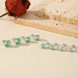 925 Sterling Silver Paraiba Color Fireworks Cut Stud Earrings 40200748 925 Sterling Silver Paraiba Color Fireworks Cut Stud Earrings 40200748