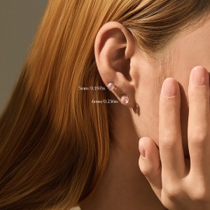 925 Sterling Silver Morganite Pink Fireworks Cut Stud Earrings 40200749