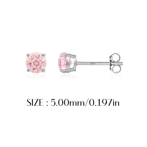 925 Sterling Silver Morganite Pink Fireworks Cut Stud Earrings 40200749