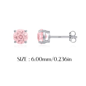 925 Sterling Silver Morganite Pink Fireworks Cut Stud Earrings 40200749