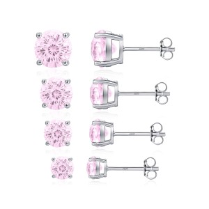925 Sterling Silver Light Pink Fireworks Cut Stud Earrings 40200751