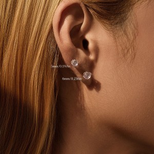 925 Sterling Silver Light Pink Fireworks Cut Stud Earrings 40200751