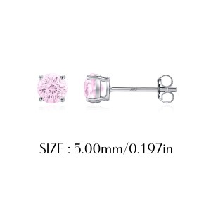 925 Sterling Silver Light Pink Fireworks Cut Stud Earrings 40200751