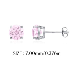 925 Sterling Silver Light Pink Fireworks Cut Stud Earrings 40200751