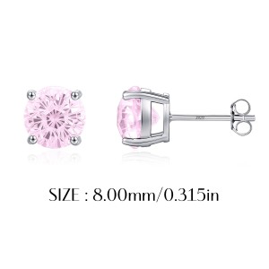 925 Sterling Silver Light Pink Fireworks Cut Stud Earrings 40200751