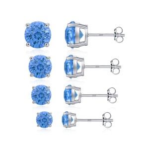 925 Sterling Silver Royal Blue Fireworks Cut Stud Earrings 40200752 925 Sterling Silver Royal Blue Fireworks Cut Stud Earrings 40200752