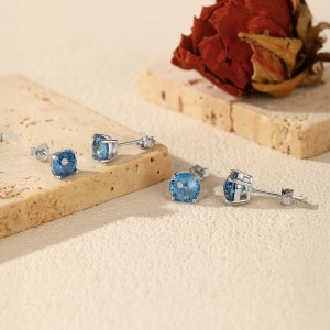 925 Sterling Silver Royal Blue Fireworks Cut Stud Earrings 40200752 925 Sterling Silver Royal Blue Fireworks Cut Stud Earrings 40200752
