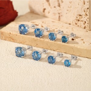 925 Sterling Silver Royal Blue Fireworks Cut Stud Earrings 40200752 925 Sterling Silver Royal Blue Fireworks Cut Stud Earrings 40200752