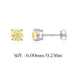 925 Sterling Silver Canary Yellow Fireworks Cut Stud Earrings 40200753 925 Sterling Silver Canary Yellow Fireworks Cut Stud Earrings 40200753
