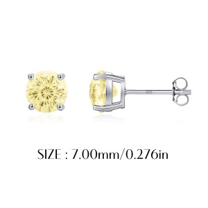 925 Sterling Silver Canary Yellow Fireworks Cut Stud Earrings 40200753 925 Sterling Silver Canary Yellow Fireworks Cut Stud Earrings 40200753