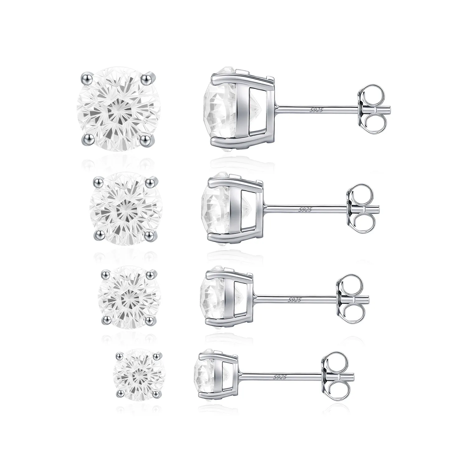 925 Sterling Silver White Fireworks Cut Stud Earrings 40200754