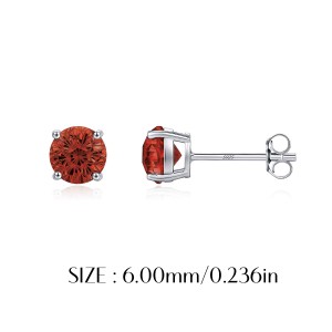 925 Sterling Silver Garnet Red Fireworks Cut Stud Earrings 40200755