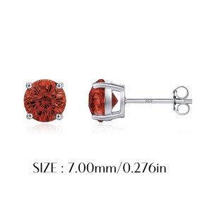 925 Sterling Silver Garnet Red Fireworks Cut Stud Earrings 40200755