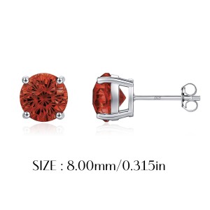 925 Sterling Silver Garnet Red Fireworks Cut Stud Earrings 40200755