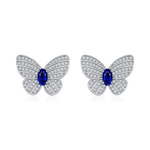 925 Sterling Silver Royal Blue CZ Butterfly Stud Earrings 40200756 925 Sterling Silver Royal Blue CZ Butterfly Stud Earrings 40200756