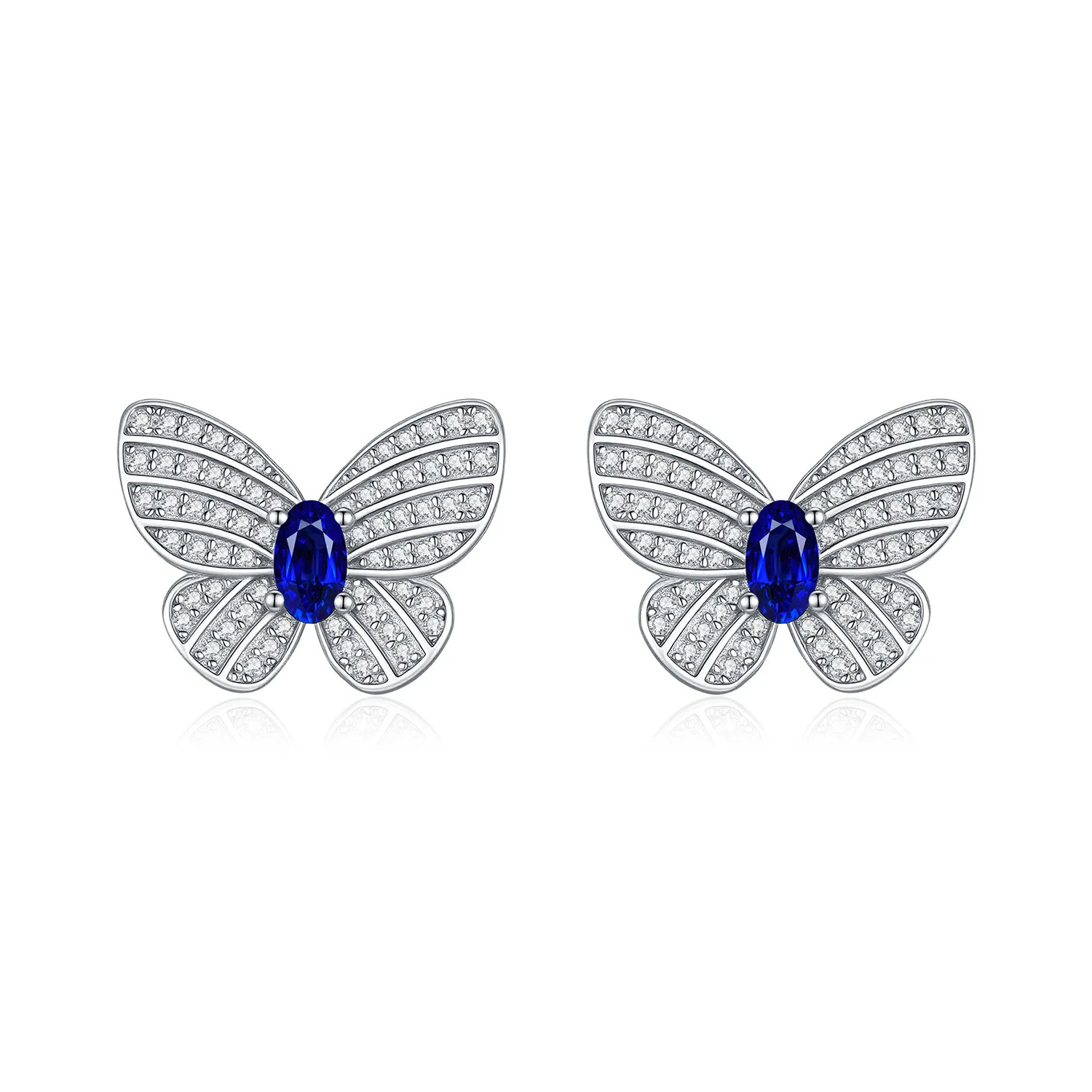 925 Sterling Silver Royal Blue CZ Butterfly Stud Earrings 40200756 925 Sterling Silver Royal Blue CZ Butterfly Stud Earrings 40200756