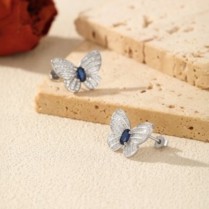 925 Sterling Silver Royal Blue CZ Butterfly Stud Earrings 40200756 925 Sterling Silver Royal Blue CZ Butterfly Stud Earrings 40200756