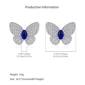 925 Sterling Silver Royal Blue CZ Butterfly Stud Earrings 40200756 925 Sterling Silver Royal Blue CZ Butterfly Stud Earrings 40200756