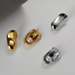 Geometric Polished Pearl Stud Earring 40400057 Geometric Polished Pearl Stud Earring 40400057