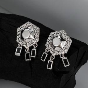 Vintage Hexagram Star Tassel Enamel Stud Earring 40400058